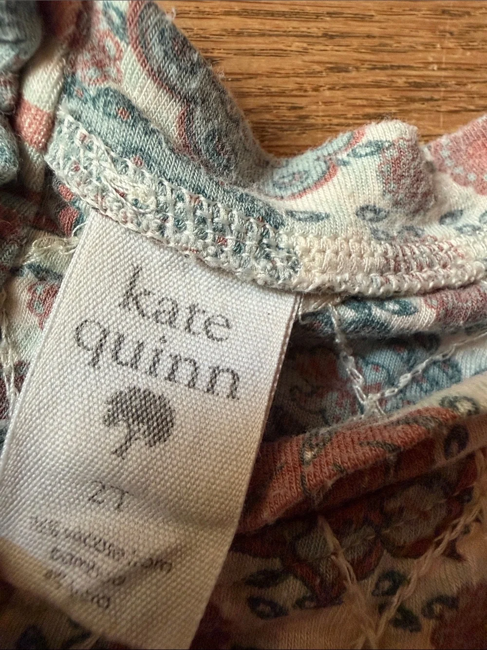 Kate Quinn Quilted Paisley Long Sleeve toddler dress - Rust & Teal